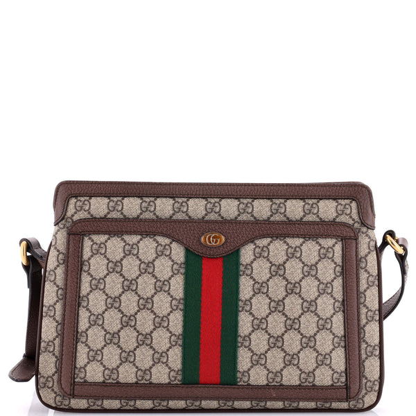 Gucci Ophidia Zip Shoulder Bag GG Coated Canvas Medium Brown 300841112
