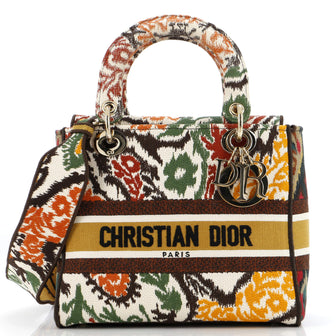 Christian Dior Lady D-Lite Bag Embroidered Canvas Medium