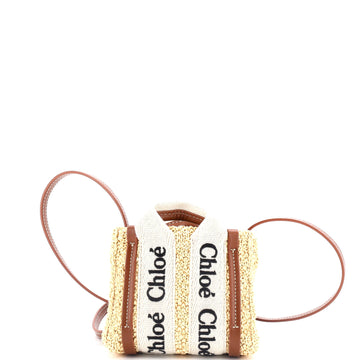 Chloe Woody Convertible Tote Raffia with Leather Nano