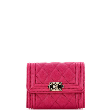 Chanel Boy Flap Card Case Quilted Caviar