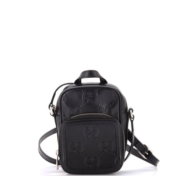 Gucci Top Handle Crossbody Bag GG Embossed Perforated Leather Mini