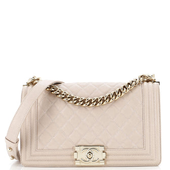 Chanel Boy Flap Bag Quilted Caviar Old Medium