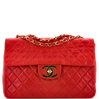 Chanel Vintage Classic Single Flap Bag Quilted Lambskin Maxi