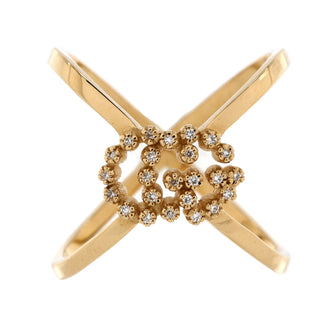 Gucci GG Running Cross Ring 18K Yellow Gold with Diamonds