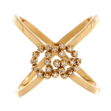 Gucci GG Running Cross Ring 18K Yellow Gold with Diamonds