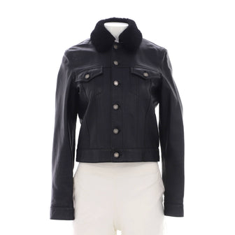 Saint Laurent Women's Button Up Jacket Leather with Shearling