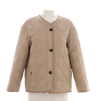 Christian Dior Women's Reversible Button Up Jacket Cannage Quilt Polyester and Sherpa Fleece