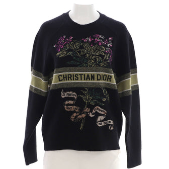 Christian Dior Women's Logo Crewneck Sweater Cashmere and Wool Blend