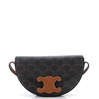 Celine Cuir Triomphe Besace Flap Bag Triomphe Coated Canvas
