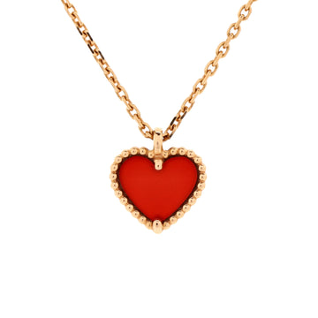 Van Cleef & Arpels Sweet Alhambra Heart Pendant Necklace 18K Rose Gold and Carnelian