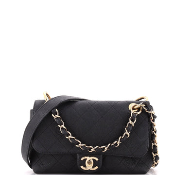 Chanel City Walk Flap Bag Quilted Caviar Medium
