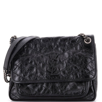 Saint Laurent Niki Chain Flap Bag Matelasse Chevron Leather Medium