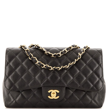 Chanel Classic Single Flap Bag Quilted Caviar Jumbo