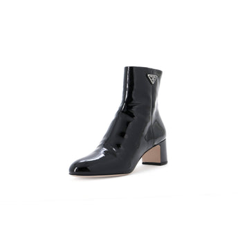 Prada Women's Triangle Logo Ankle Boots Patent