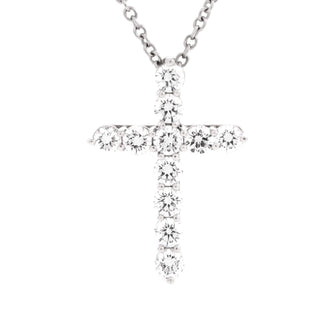 Tiffany & Co. Cross Pendant Necklace Platinum and Diamonds Small