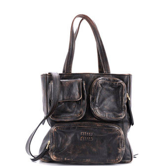 Miu Miu Multiple Pocket Tote Distressed Leather