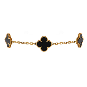 Van Cleef & Arpels Vintage Alhambra 5 Motifs Bracelet 18K Yellow Gold and Onyx