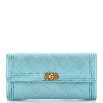 Chanel Boy Flap Wallet Quilted Caviar Long