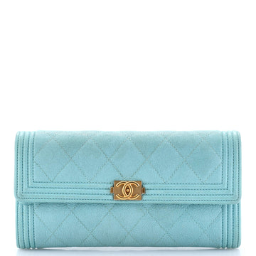 Chanel Boy Flap Wallet Quilted Caviar Long