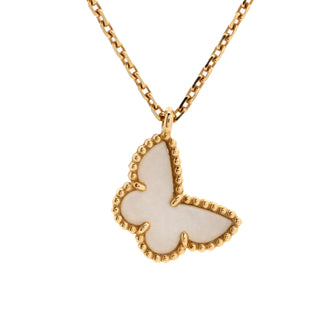Van Cleef & Arpels Sweet Alhambra Butterfly Pendant Necklace 18K Yellow Gold and Mother of Pearl