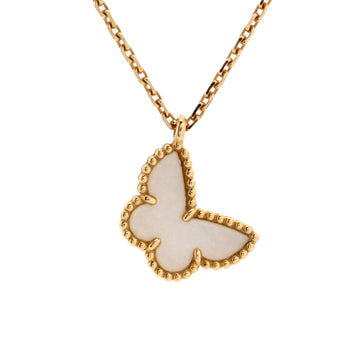 Van Cleef & Arpels Sweet Alhambra Butterfly Pendant Necklace 18K Yellow Gold and Mother of Pearl