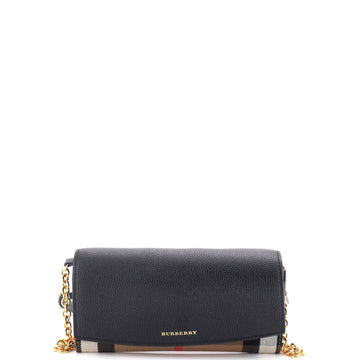 Burberry Henley Wallet on Chain Leather with House Check Canvas