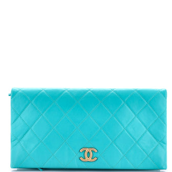 Chanel CC Foldover Clutch Quilted Lambskin Large