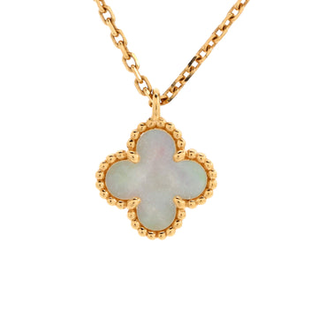 Van Cleef & Arpels Sweet Alhambra Pendant Necklace 18K Yellow Gold and Mother of Pearl