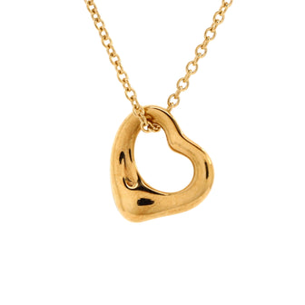 Tiffany & Co. Elsa Peretti Open Heart Pendant Necklace 18K Yellow Gold 11mm