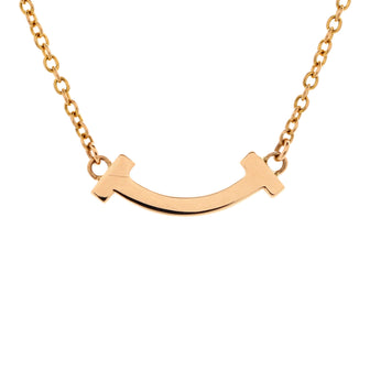 Tiffany & Co. T Smile Pendant Necklace 18K Yellow Gold Mini