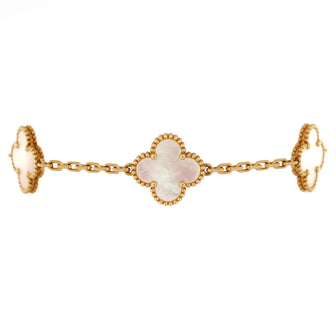 Van Cleef & Arpels Vintage Alhambra 5 Motifs Bracelet 18K Yellow Gold and Mother of Pearl