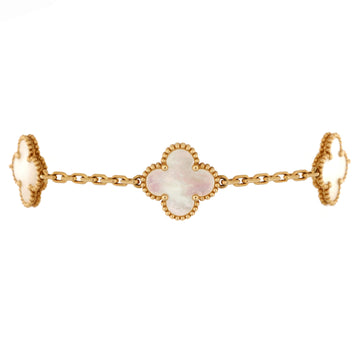 Van Cleef & Arpels Vintage Alhambra 5 Motifs Bracelet 18K Yellow Gold and Mother of Pearl