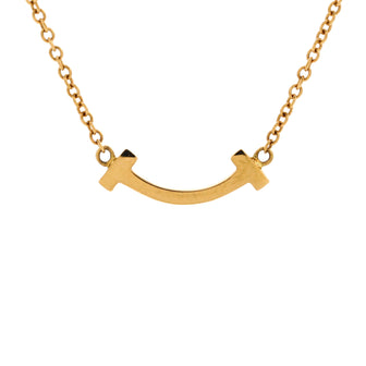 Tiffany & Co. T Smile Pendant Necklace 18K Yellow Gold Mini