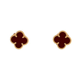 Van Cleef & Arpels Sweet Alhambra Stud Earrings 18K Yellow Gold and Carnelian