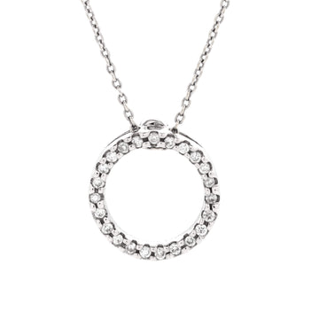 Roberto Coin Tiny Treasures Circle Pendant Necklace 18K White Gold with Diamonds