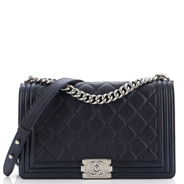 Chanel Boy Flap Bag Quilted Perforated Lambskin Old Medium