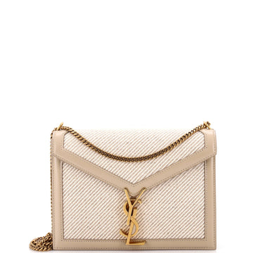 Saint Laurent Cassandra Chain Shoulder Bag Canvas with Leather Small