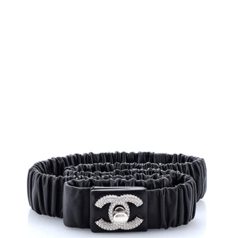 Chanel CC Elastic Belt Leather with Metal and Crystals