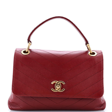 Chanel Chevron Chic Top Handle Bag Chevron Calfskin with Elaphe Small