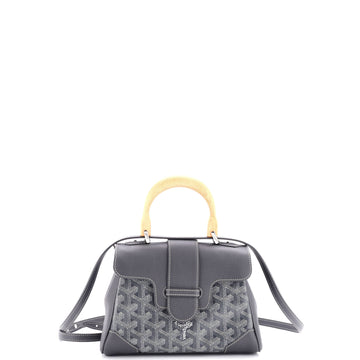 Goyard Structured Saigon Top Handle Bag Coated Canvas with Leather Mini