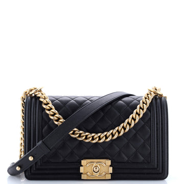 Chanel Boy Flap Bag Quilted Caviar Old Medium