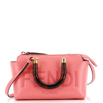 Fendi Logo By The Way Top Handle Bag Embossed Leather Mini