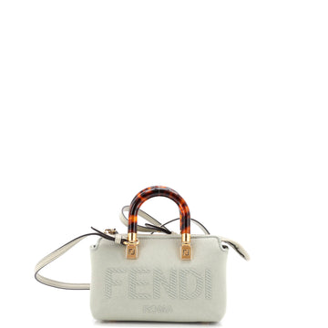 Fendi Logo By The Way Top Handle Bag Embroidered Canvas Mini
