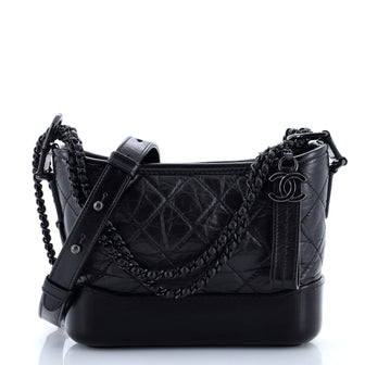 Chanel So Black Gabrielle Hobo Quilted Aged Calfskin Small