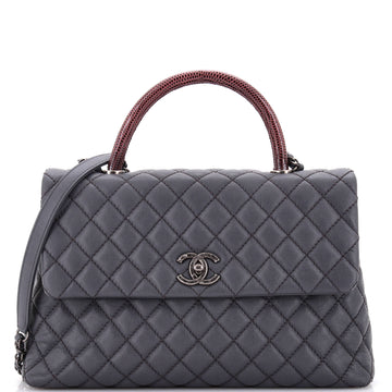 Chanel Coco Top Handle Bag Quilted Caviar with Lizard Medium