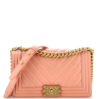 Chanel Boy Flap Bag Chevron Calfskin Old Medium
