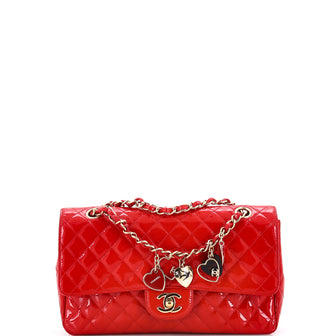 Chanel Valentine Hearts Flap Bag Quilted Patent Medium