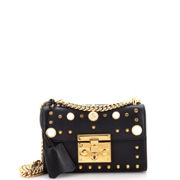 Gucci Pearly Padlock Shoulder Bag Studded Leather Small