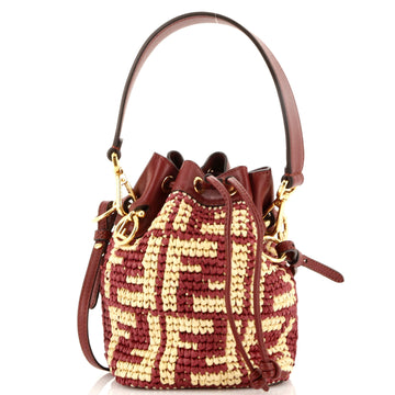Fendi Mon Tresor Bucket Bag Zucca Raffia Mini