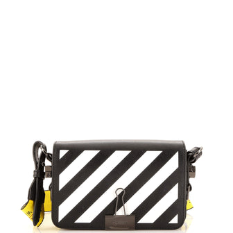 Off White Binder Clip Flap Bag Striped Leather Mini